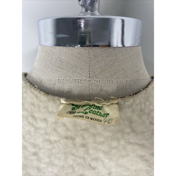 Vintage Genuine Leather Suede Vest Sherpa Lining Men's 40 Snap Front Dark Brown - Picture 7 of 7